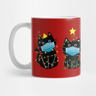 Funny Christmas Cats in Face Masks Mug